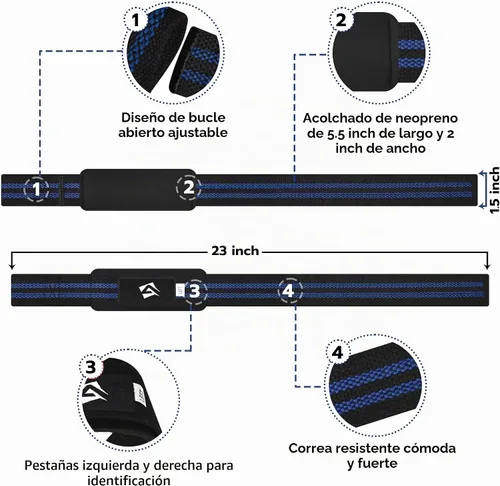 Vista 3 de AQF Weight Lifting Straps, Padded Cotton Gym Wrist Straps for Deadlifts