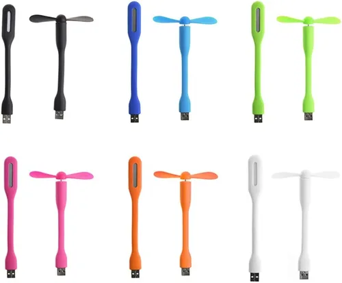 Vista 4 de Ventilador USB, ventilador USB, flexible, portátil, mini ventilador USB de 5 V con lámparas de luz LED USB para banco de energía, computadora