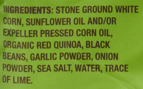 Vista 3 de Trader Joe's Chips de tortilla con infusión de quinua y frijoles negros hechos con maíz blanco molido a piedra, quinua roja y frijoles negros, 12