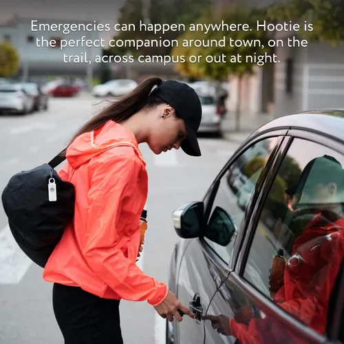 Vista 5 de Hootie Llavero de alarma personal para mujeres, hombres y niños, sirena de seguridad de mano, negro, menta y blanco (paquete de 3)