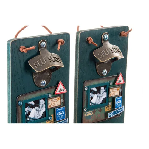Vista 3 de Abrebotellas DKD Home Decor Self Serve Madera Metal (2 pcs) (26 x 12 x 9 cm)