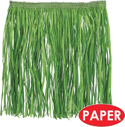 Vista 5 de Beistle Minifaldas hula para adultos en verde, paquete de 2 accesorios de fiesta hawaiana, disfraz de falda de hierba para fiesta de surf, playa