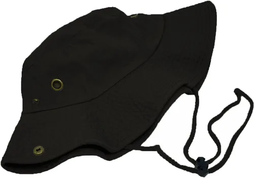 Vista 4 de Glory Max Sombrero de pescador de algodón lavado con correa de barbilla gorra de pesca Sun Safari Boonie Negro