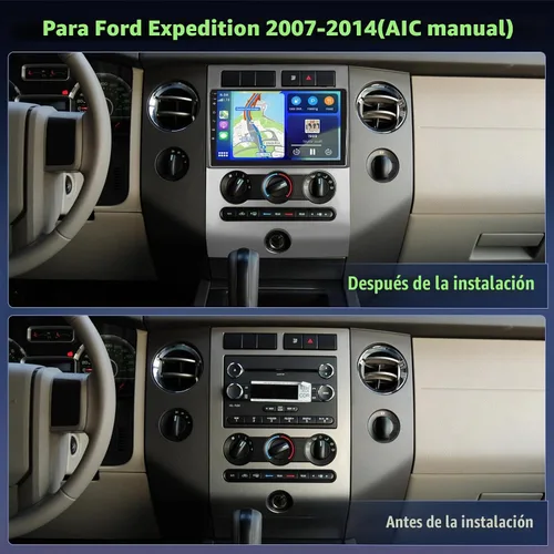 Vista 2 de 64G 9'' Android 15 Car Stereo para Ford Expedition(Manual A/C) 2007-2014 IPS Pantalla táctil inalámbrica CarPlay Android Auto GPS Mirror Link 5G