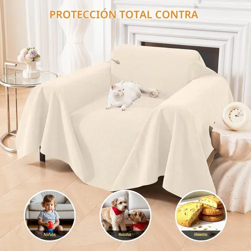 Vista 5 de Deep Dream Funda para Sillón Resistente a Arañazos de Gato, Funda Impermeable para Sofá para Perros, Protectores de Sofá Amigables con Mascotas Beige