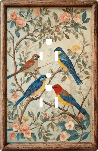 Vista 97 de Cubiertas Decorativas para Interruptores de Luz Arte de Pájaros BirdArt 1 Gang Salida Dúplex Individual Placa de Pared Placa de Interruptor Placa