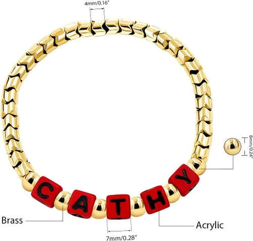 Vista 8 de Pulseras de cuentas de hematita personalizadas con nombre personalizado para mujeres y hombres, mejor amigo Y1533, Acrílico Acrílico Hematita
