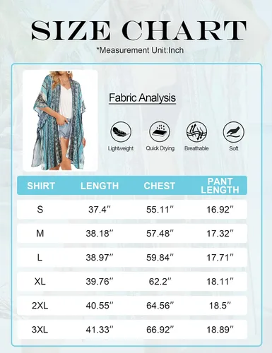 Vista 7 de CHICGAL - Kimono para mujer, salidas de baño para verano, de playa, informales, holgadas, cárdigan suelto para usar encima del traje de baño