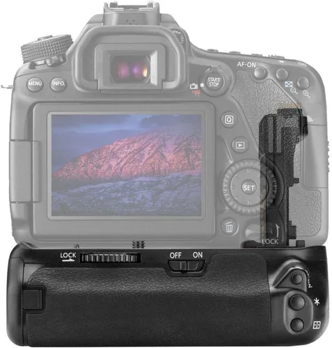 Vista 5 de Kit de agarre de batería para cámara SLR digital Canon EOS 70D, EOS 80D, EOS 90D incluye agarre de batería de repuesto BG-E14 + cantidad de 2