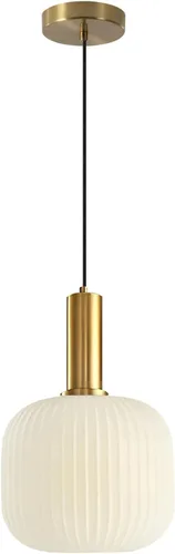 Vista 8 de KCO Lighting Lámpara Colgante Mini de Cristal Ahumado, Accesorio de Iluminación de 1 Luz Oro Cepillado, Luces Colgantes para Isla de Cocina