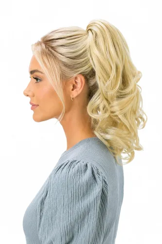 Vista 15 de PRETTYSHOP - Extensión de cabello rizado voluminoso, cola de caballo de 14 pulgadas con clip, resistente al calor