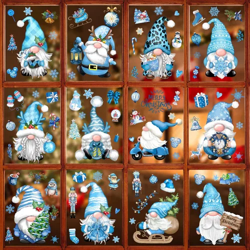 Vista 10 de BORAMDO 9 hojas de calcomanías navideñas de jengibre para ventana