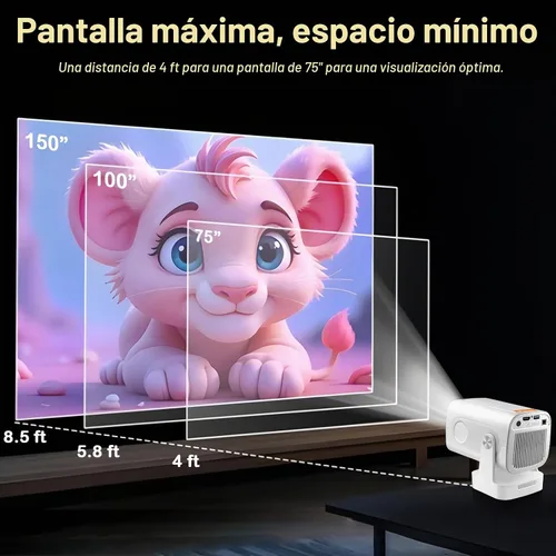 Vista 5 de WOOPKER Mini proyector HY260 Pro actualizado con WiFi y Bluetooth 5.4, enfoque automático/Keystone, soporte nativo 1080P para 4K, control remoto Air