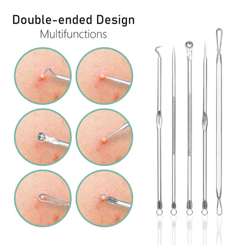 Vista 4 de Pinkiou Removedor de puntos negros, herramienta para eliminar espinillas, comedón, extractor de acné, removedor de manchas, kit de eliminación