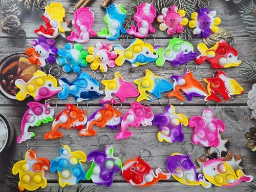 Vista 3 de 30 paquetes de tiburón, tortuga, delfín, pez, pulpo, sirena, ballena, mini océano surtido, juguetes de burbujas para niños, niños, aula