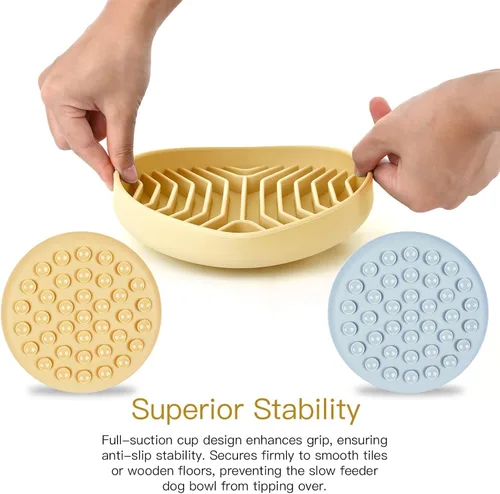 Vista 3 de Comederos de alimentación lenta para perros 2 piezas, cuencos de alimentación para perros de rompecabezas de silicona con ventosas, antiahogo
