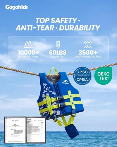 Vista 2 de Gogokids Chaleco de natación para niños, flotadores para bebés – Chaleco de flotabilidad para niños y niñas para piscina y playa, para niños de 2 a