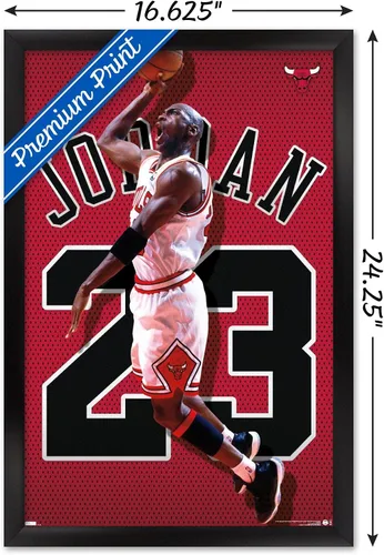 Vista 3 de Trends International Michael Jordan - Póster de pared de jersey, 14.725 x 22.375 pulgadas, versión enmarcada en negro