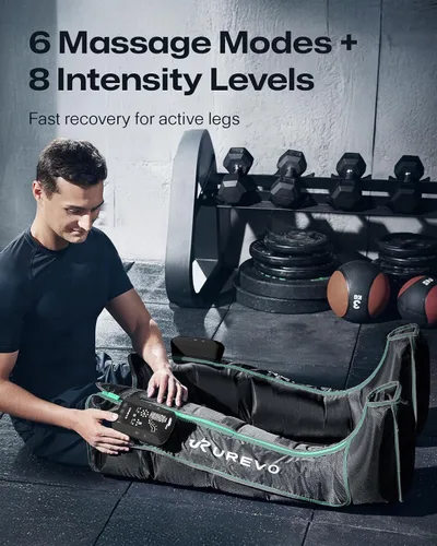 Vista 3 de UREVO Smart Leg Recovery PT Pro, tecnología patentada de masaje con tecnología de masaje recargable inalámbrica de compresión de aire