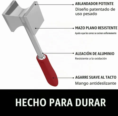 Vista 2 de GORILLA GRIP Mazo ablandador de carne de doble cara patentado sin BPA, rojo