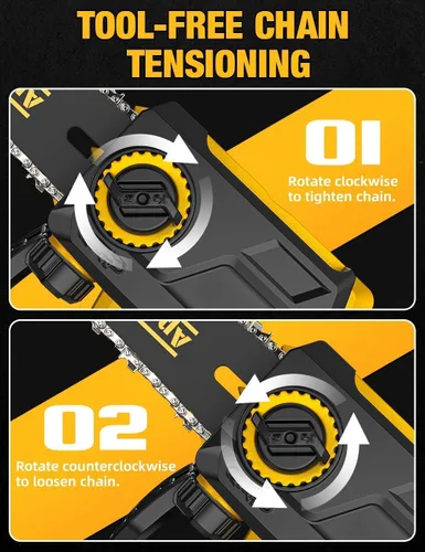 Vista 5 de APEXPOWER Motosierra eléctrica sin escobillas de 12 pulgadas, inalámbrica, para batería Dewalt de 20 V, motosierra compacta con corte potente