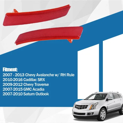 Vista 2 de Lámparas reflectoras de parachoques trasero izquierdo y derecho para Cadillac SRX 2009-2012 Chevy Traverse 2007-2015 GMC Acadia 2007-2010 Saturn
