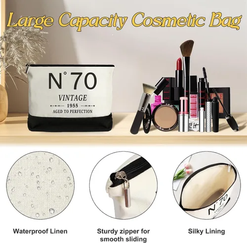 Vista 3 de YeohJoy Regalos de 70 cumpleaños para mujeres, bolsa de lona para viaje, regalos únicos de 70 años para esposa, hermana, mamá, tía, amigos, ella