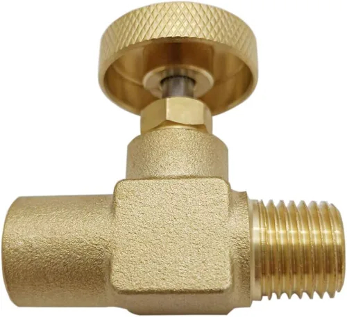 Vista 6 de MENSI 1/4" macho NPT X 1/4" hembra NPT válvula de aguja de control de flujo de gas propano LPG de alta presión de latón resistente