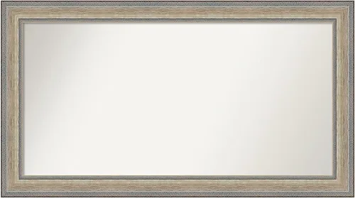 Vista 492 de Amanti Art Espejo de baño plateado para sobre el fregadero, 28 x 37 pulgadas, elegante espejo rectangular de peltre cepillado, marco de madera