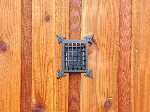 Vista 6 de Perilla Home Seguridad de hierro fundido Speakeasy Estilo clásico Parrilla negra y Girlle con puerta de visualización Acento Puerta Puerta