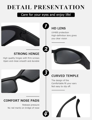 Vista 5 de kimorn Y2K K1273 - Lentes de sol polarizados envolventes para mujeres y hombres Swift Oval Fashion Sport Shades