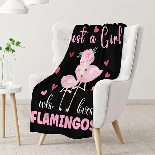 Vista 2 de Manta de flamenco de regalo, 30 x 40 pulgadas, bonita manta para mujeres y niñas, mantas negras suaves y peludas para sofá y oficina