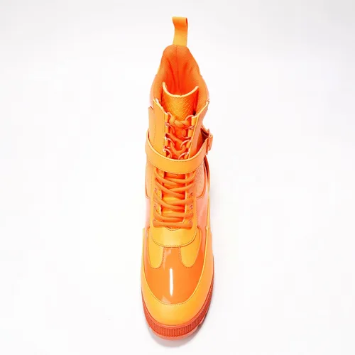 Vista 4 de Cape Robbin Botas de combate gruesas Hot Rod para mujer, botines altos con cordones, botas de tacón grueso