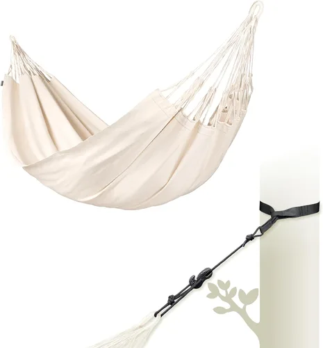 Vista 13 de LA SIESTA Modesta - Hamaca y montaje en pared de algodón orgánico, kit de suspensión para paredes, techos y vigas cuadradas, interior y exterior