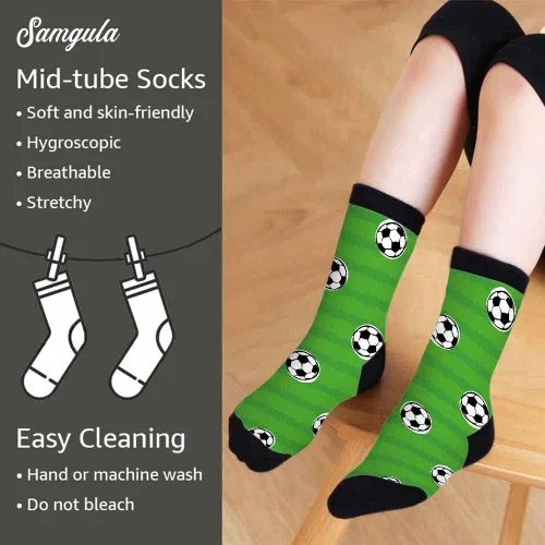Vista 4 de Samgula Red Striped Crew Socks for Woman Size 6-8 Christmas Tree Moose Snowflake Dots Lines Girls Socks