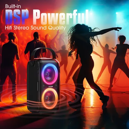 Vista 7 de W-KING - Caja de altavoz Bluetooth para fiestas, 180 W máximo, grande, grande, más fuerte, altavoz portátil inalámbrico para exteriores, 4