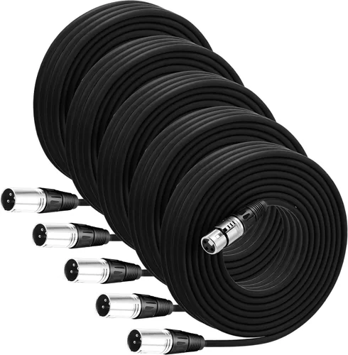 Vista 9 de Copkim Paquete de 10 cables XLR brillantes de 6 pies, 3 pines, cable de micrófono XLR equilibrado a macho a hembra para micrófono, mezclador