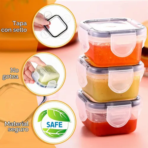 Vista 3 de Mimorou 20 recipientes de aderezo para ensaladas, recipientes pequeños de plástico reutilizables de 2 onzas con tapa, almacenamiento de alimentos a