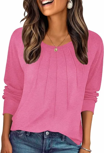 Vista 10 de Zeagoo Blusas de otoño para mujer, camisas de manga larga, blusas casuales de algodón, blusas plisadas elegantes 2025