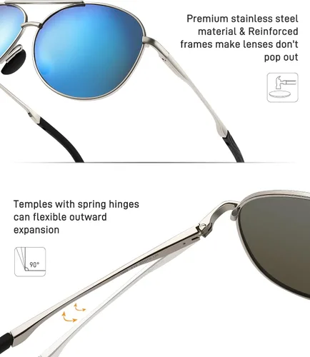 Vista 4 de Cyxus Gafas de sol polarizadas para hombre lentes de espejo clásicos protección UV