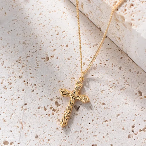 Vista 149 de Fettero - Collar con dije de cruz de fe, chapado en oro de 14 K, cadena fina, minimalista, simple, pequeña, para oración, regalo de joyería religiosa