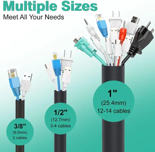 Vista 4 de UOMTFAI Protector de Cable para Perros y Gatos 3.05m - 1/2 pulgada, Funda Flexible para Cables para una Fácil Gestión de Cables, Protege los Cables