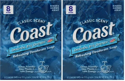 Vista 4 de Coast Jabón desodorante refrescante – Jabón en barra con espuma gruesa y rica – Fórmula de enjuague limpia para piel fresca y no seca – Aroma