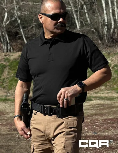 Vista 8 de CQR Camiseta polo táctica para hombre, de manga corta, ligera y con Dry Fit, tela piqué, FPU 50+, para exteriores