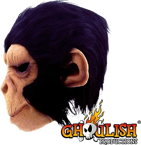 Vista 12 de Ghoulish Productions Chimpancé Geoge Máscara de látex Animales Divertidos Fiesta de Halloween Adulto, NegroNudeMulticolor