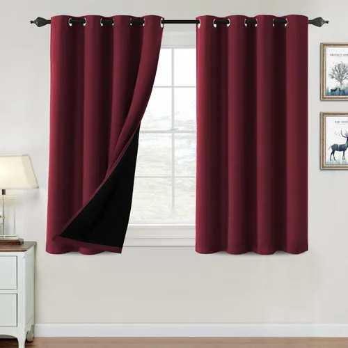Vista 47 de H.VERSAILTEX Cortinas 100% de opacidad para dormitorio, con aislamiento térmico, cortinas opacas de 63 pulgadas de largo, cortinas de bloqueo