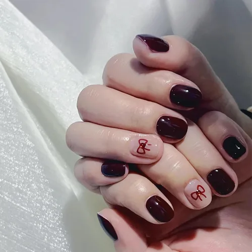 Vista 2 de COSMOO 15ml Esmalte de uñas de secado rápido color rojo oscuro, laca para uñas resistente a las astillas color marrón rojo para arte en uñas