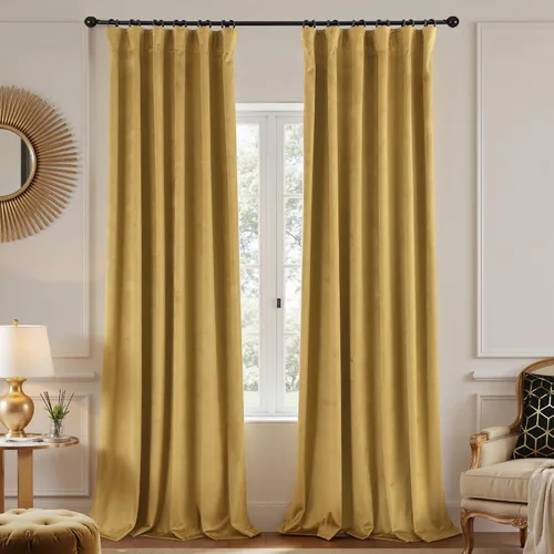 Vista 14 de Cortinas de terciopelo con trabilla trasera de 52 x 63 pulgadas de color naranja quemado de KOUFALL