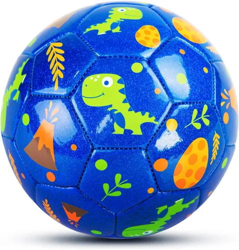 Vista 7 de Balón de fútbol tamaño 4, tamaño 3, tamaño 2 con bomba desinflada, juguetes de dinosaurio de unicornio con purpurina para niños pequeños