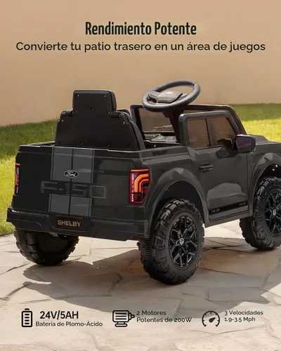 Vista 4 de Ford Shelby F-150 24V - Auto eléctrico para niños de 3 a 6 años Negro